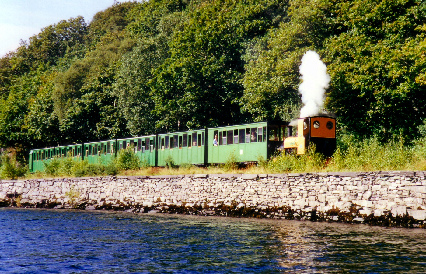 * Classic Cymru - Llanberis Lake Railway - Ex Dinorwic Quarry Hunslet Dolbadarn heading back to Gilfach Ddu, as seen from Llyn Padarn (by AJW) *