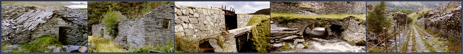 * JGD's ROTWSI Logo Bar - Sites shown from left to right: (1) Cwt-y-Bugail (2) Ratgoed (3) Rhiwbach Tramway (4) Cwmorthin (5) Dinorwig *
