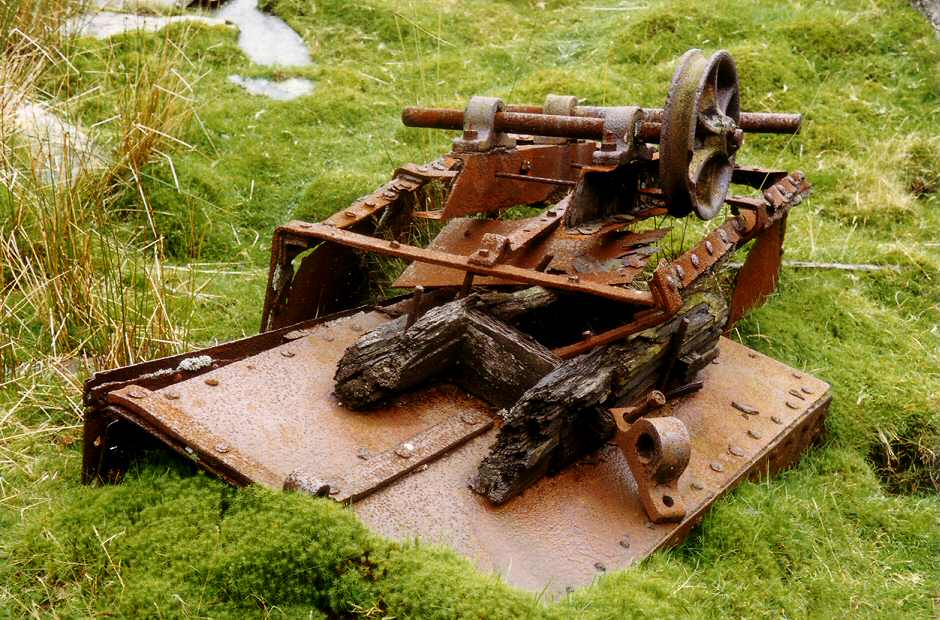 * [Pic 12] Wrysgan Quarry - Wagon remains (Sept 1987) *