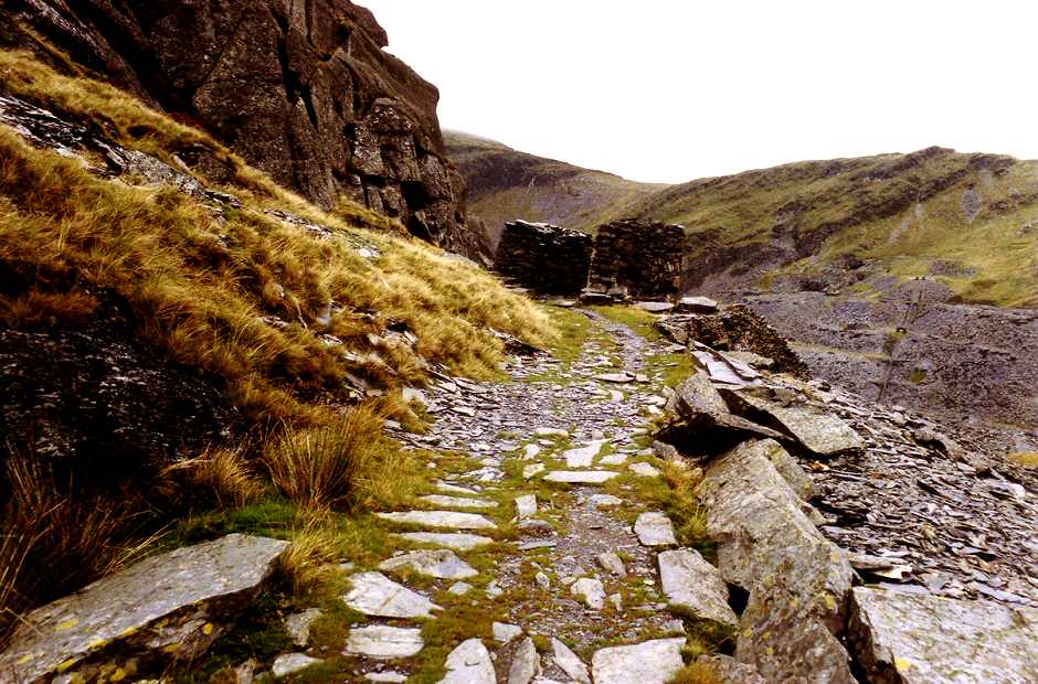 * [Pic 9] Wrysgan Quarry - Upper level tramway (Sept 1987) *