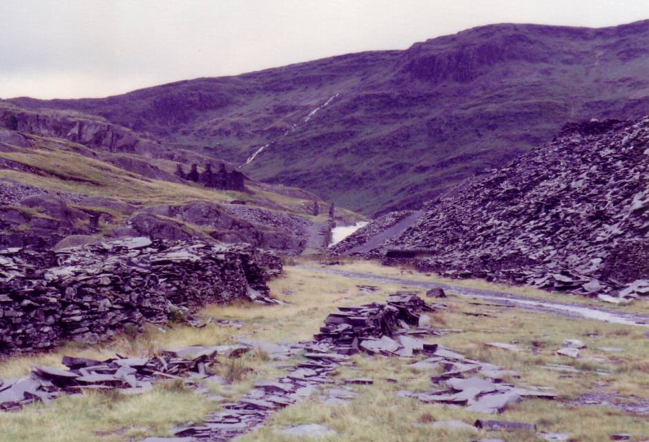 * [Pic 2] Cwmorthin Quarry - Stacking yards (1982) *